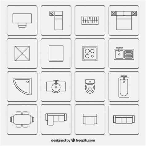 Furniture Symbols Used In Architecture Plans Free Vectors Ui Download