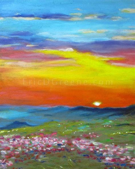 Mountain Sunset In Oil Pastels By Eric D Greene On Etsy 25000