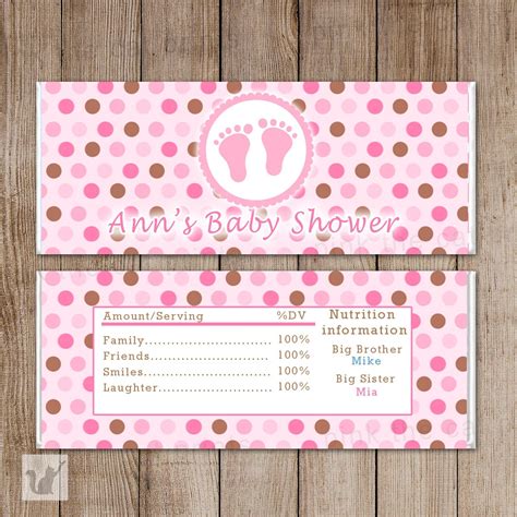 Baby Girl Shower Candy Bar Wrappers Printable Personalized