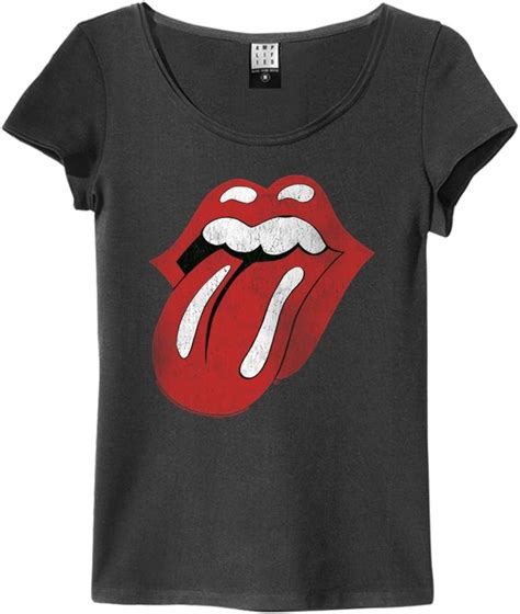 Amplified Rolling Stones Damen Rock Band T Shirt Vintage Tongue Zunge Grau S L L Amazon