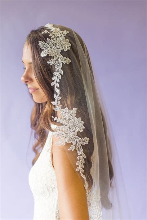 Lace Applique Mantilla Veil — Blanca Veils In 2021 Wedding Dresses