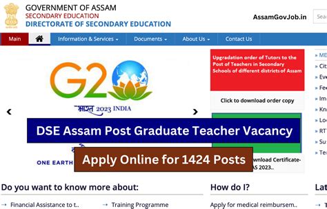 Dse Assam Recruitment For Pgt Vacancy Apply Online