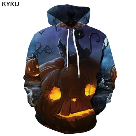 3d Hoodies Halloween Hoodie Men Pumpkin Hoodie Print Cat Hoody Anime