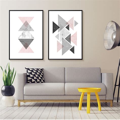 Are you looking for painting ideas for your home decor? Creatively Abstract Canvas Paintings Geometric Triangles ...