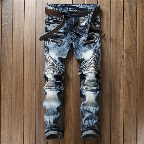 2020 wholesale high quality ripped jeans men fashion patchwork moto jeans 2017 new mens pants