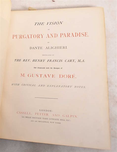 The Vision Of Purgatory And Paradise Dante Alighieri Henry Francis