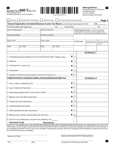 Georgia Form 600 T ≡ Fill Out Printable Pdf Forms Online