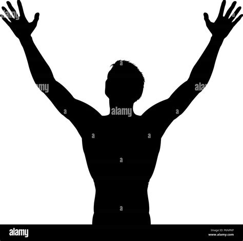 Man Arms Raised Silhouette Stock Vector Image And Art Alamy