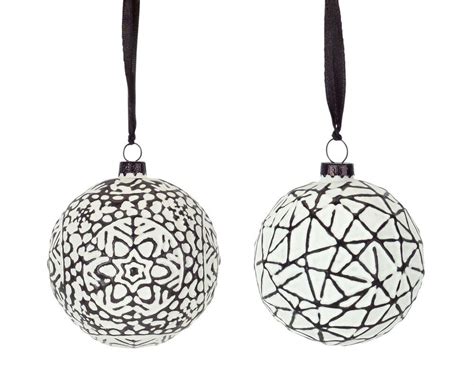 Decorative Black And White Ball Ornament Set Of 4 375h Glass Ebay