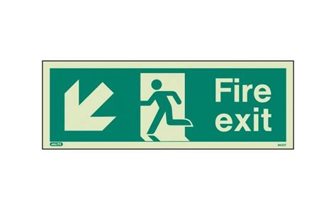 Fire Exit Sign With Down Left Arrow £1090 Trade Fire Safety
