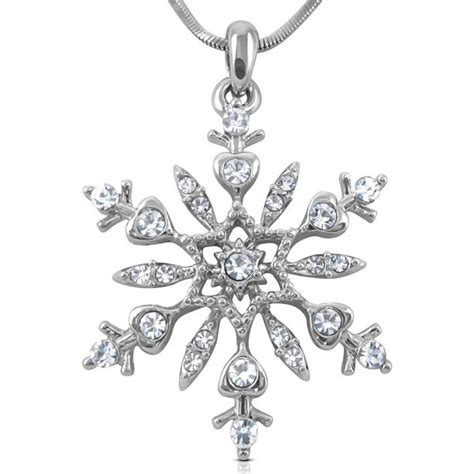 Sheridanstar Silver Plated Crystal Snowflake Pendant Necklace For