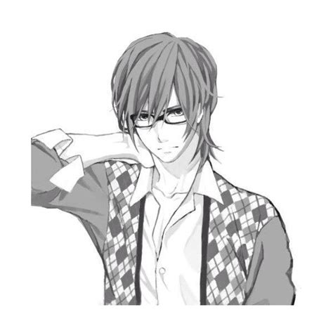 Black And White Anime Boy In Glasses Monochrome