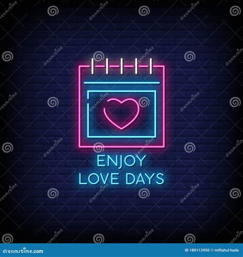 Enjoy Love Days Neon Signs Style Text Vector Stock Vector