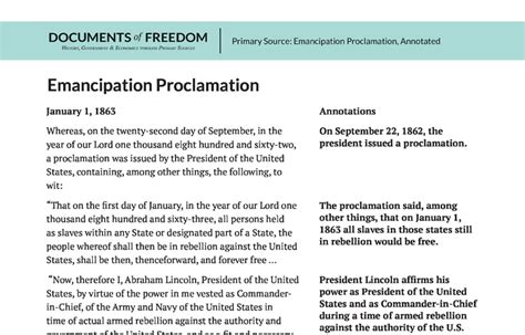 Emancipation Proclamation Annotated Bill Of Rights Institute