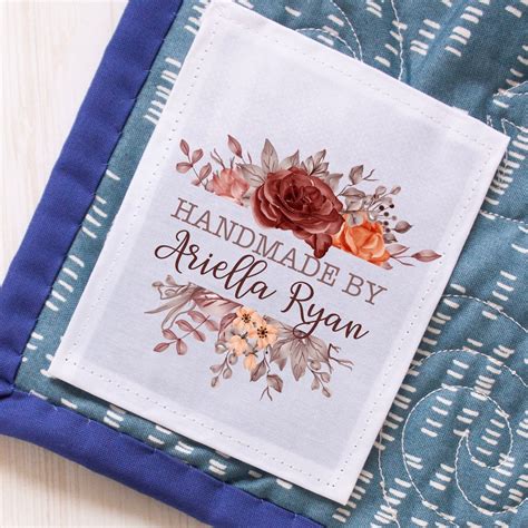 Fall Floral Quilt Labels Personalized On Cotton Or Polyester Sew On Q