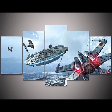 Canvas Paintings Wall Art Millennium Falcon Pictures 5 Pieces Star Wars