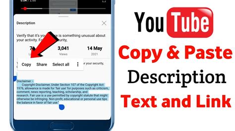 How To Copy Youtube Description Text And Link Youtube Description Copy