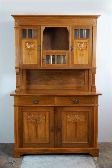 Update your kitchen decor with new kitchen cabinets. Art Nouveau Two Piece Walnut Kitchen Cabinet, 1910s for ...