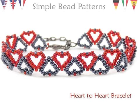 Beading Tutorial Pattern Beaded Heart Bracelet Valentines Etsy