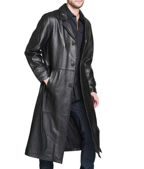 mens black leather trench coats tradingbasis