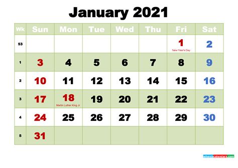 Free Printable January Calendar 2021 Calendar Printables Free Blank