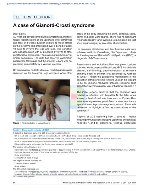 Pdf A Case Of Gianotti Crosti Syndrome