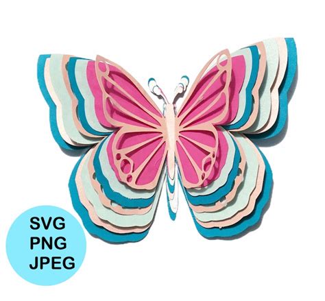 8 Layers 3d Butterfly Svg Layered Butterfly Svg 3d Butterfly Etsy
