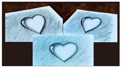 Heart Waterdrop Drawing With Pencils 3d Heart Water Drop Pencil