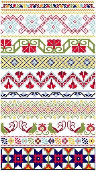 Mexicanos Folkloricos Mexican Cross Stitch Borders Pdf Pattern 400 Via Etsy Puntos De