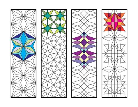 An illustration to practice the perfection. Geometric Bookmarks - PDF Zentangle Coloring Page ...