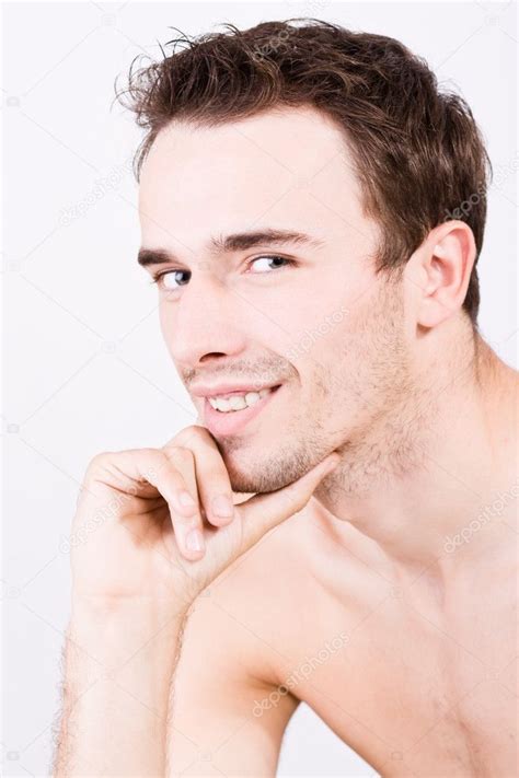Smiling Man Face Attractive Male Model Portrait White