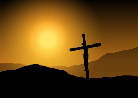 Jesus On Cross At Sunset 373249 Vector Art At Vecteezy