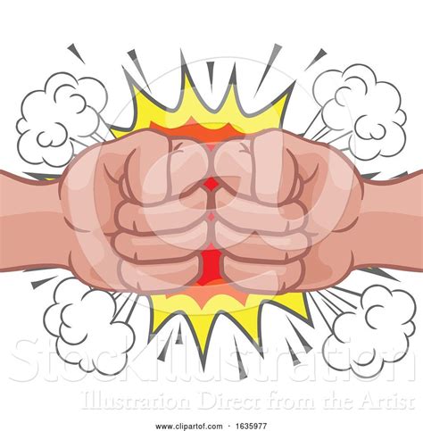 Vector Illustration Of Cartoon Fist Bump Explosion Hands Punch Cartoon