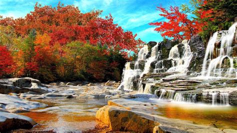 Autumn Waterfall Wallpapers Top Free Autumn Waterfall Backgrounds Wallpaperaccess