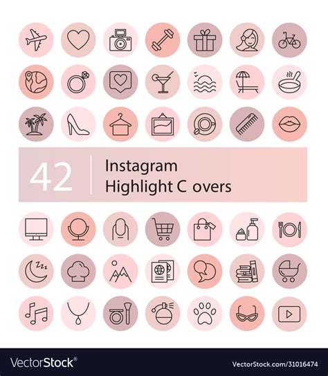 Instagram Highlight Icons Set Royalty Free Vector Image