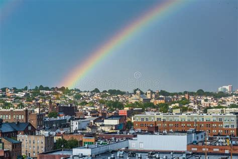 A Rainbow Over Baltimore Maryland Editorial Stock Photo Image Of