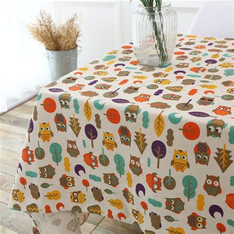 Buy Kiwiberry Home Decorative Linen Mantel Print Owl Tablecloth Washable Dinner