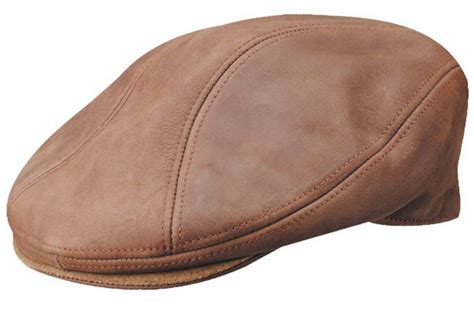 Distressed Leather Flat Cap STW609 Hats For Men Leather Ivy Cap