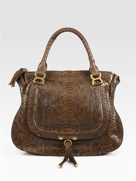 Chloé Marcie Large Python Shoulder Bag In Brown Lyst