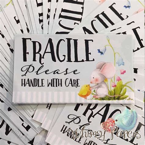 Fragile Stickers Cute Handle With Care Labels Etsy