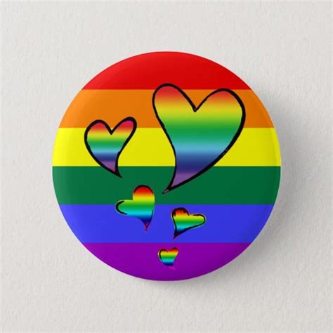 Lgbtq Rainbow Gay Pride Flag Hearts 6 Cm Round Badge