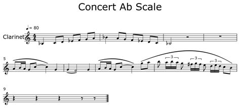 Concert Ab Scale Sheet Music For Clarinet