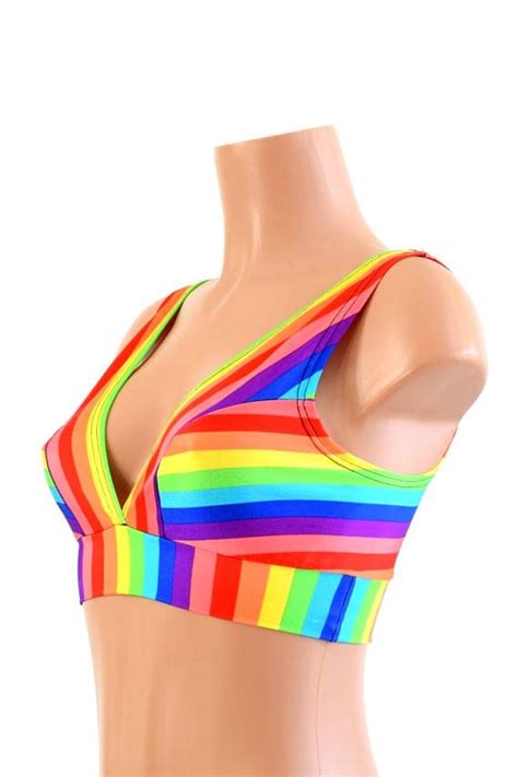 Rainbow Stripe Starlette Bralette Spandex Rave Festival Clubwear Pride