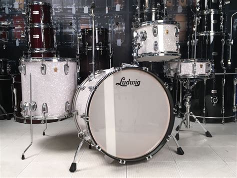Used Ludwig Legacy 4pc Drum Set White Marine Pearl Used Drum Sets
