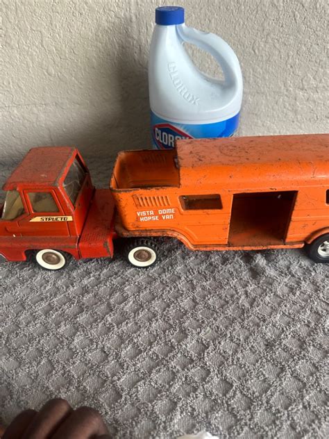 Lot Vintage Structo Metal Toy Truck And Trailer Ace