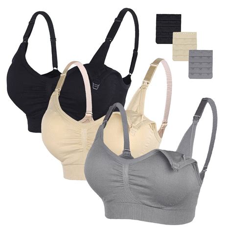 Maternity Styles Stelle 3pack Body Silk Seamless Maternity Nursing Bra With Pads Extenders And