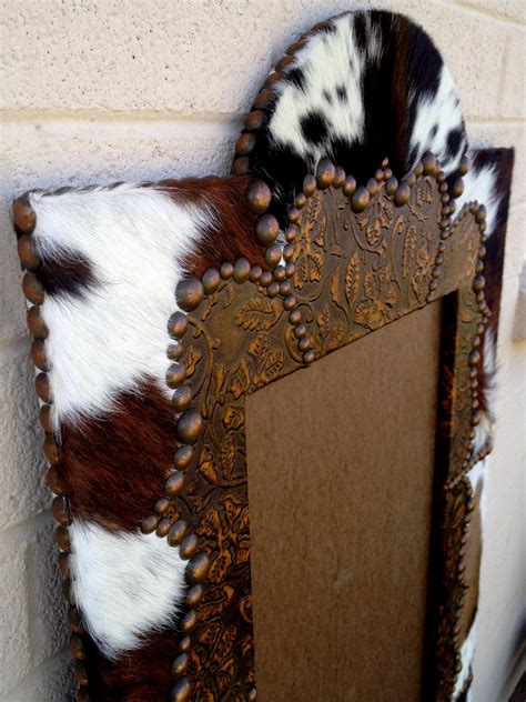 Fancy Full Length Wood Western Cowhide And Leather Mirror Frame