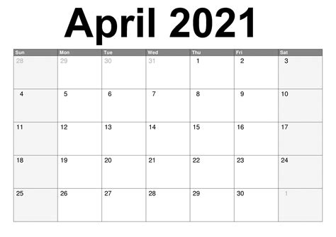 April Calendar 2021 With Holidays Calendar Printables Printable