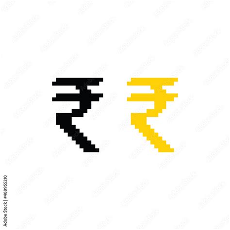Pixel Indian Rupee Icon Pixel Art Money Sign For 8 Bit Game Stock