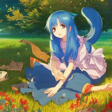 Ai Art Generator Blue Haired Girl Spreading Her Pussy